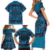 Lesotho Seanamarena - Kharetsa Family Matching Short Sleeve Bodycon Dress and Hawaiian Shirt Basotho Traditional Blanket Style - Wonder Print Shop