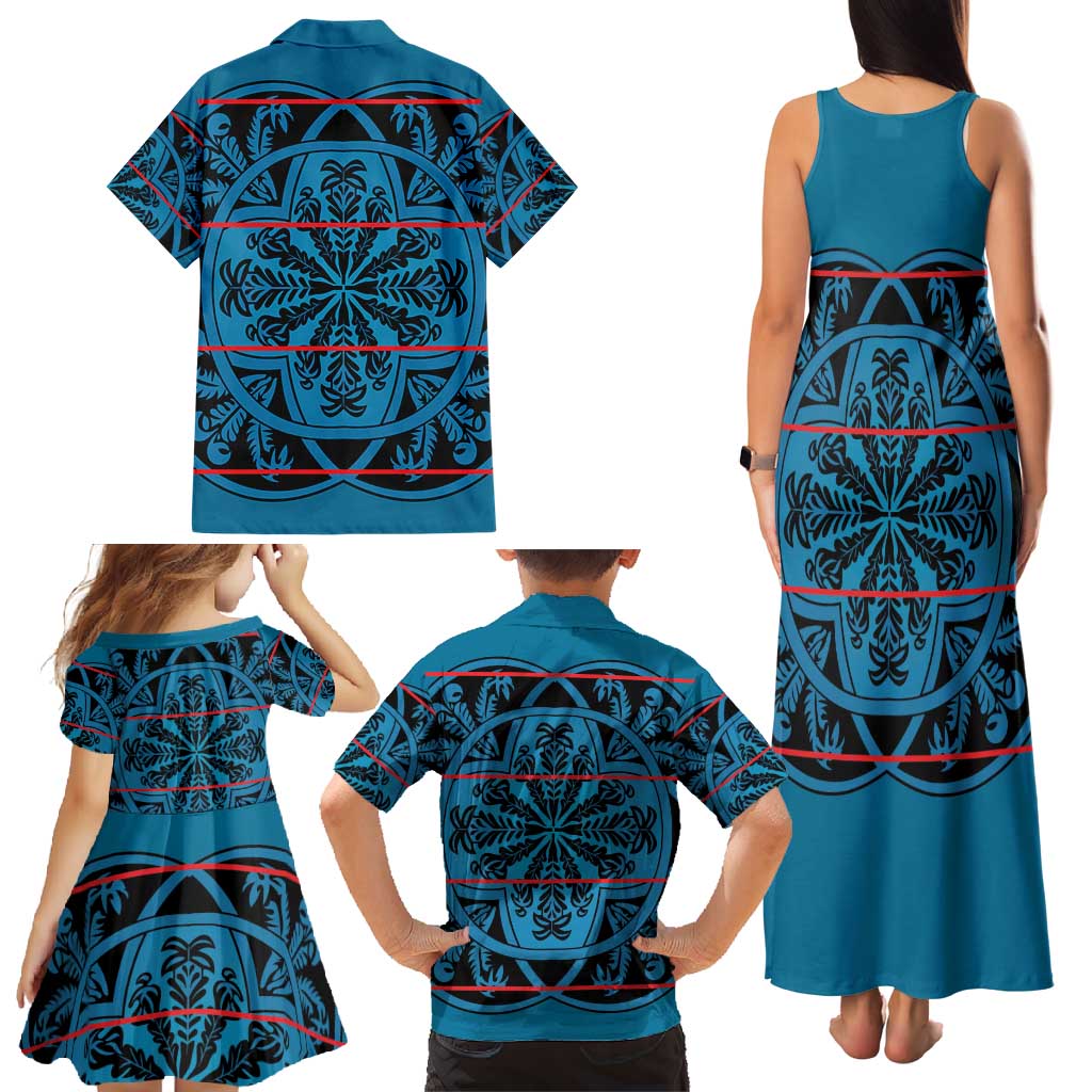 Lesotho Seanamarena - Kharetsa Family Matching Tank Maxi Dress and Hawaiian Shirt Basotho Traditional Blanket Style - Wonder Print Shop