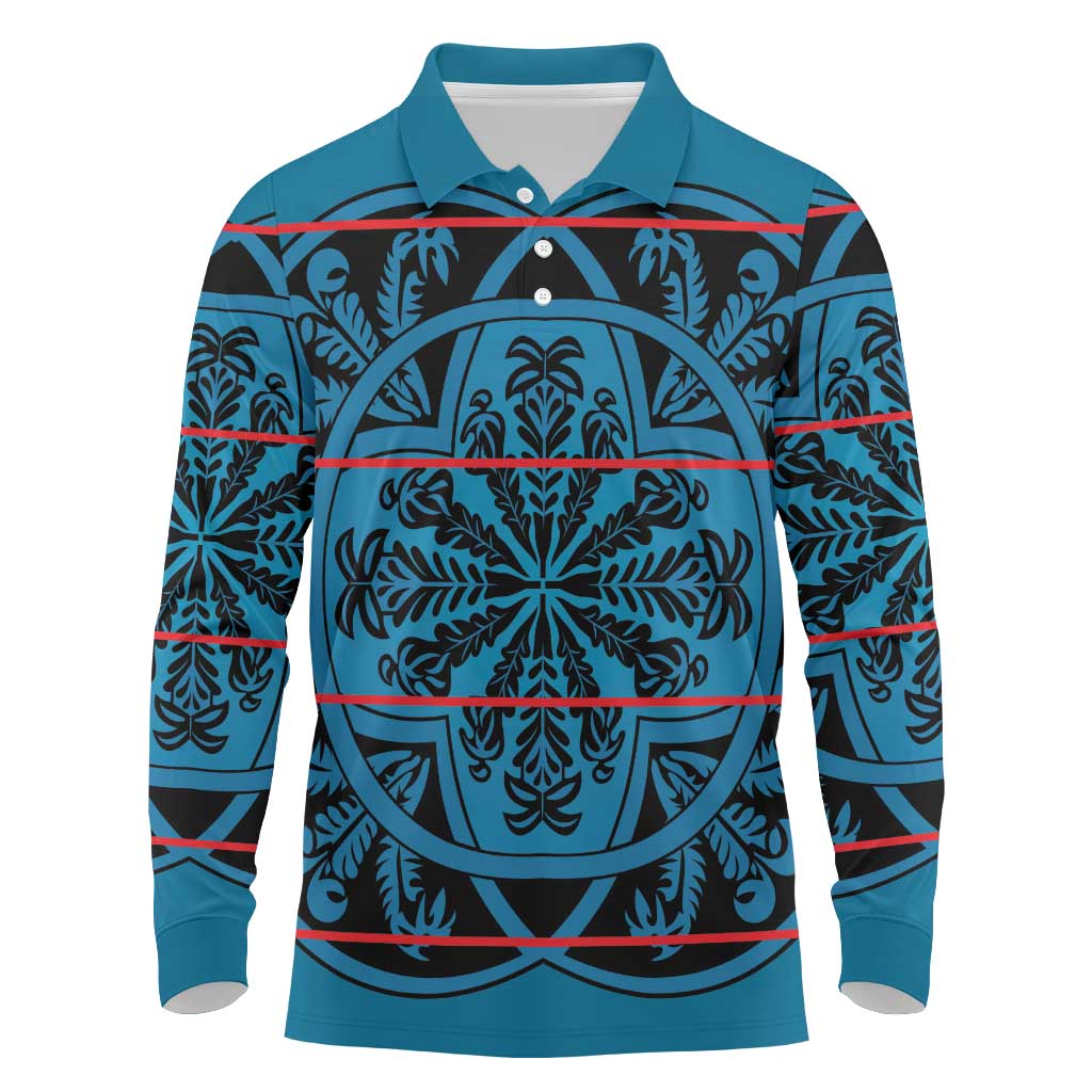 Lesotho Seanamarena - Kharetsa Long Sleeve Polo Shirt Basotho Traditional Blanket Style - Wonder Print Shop