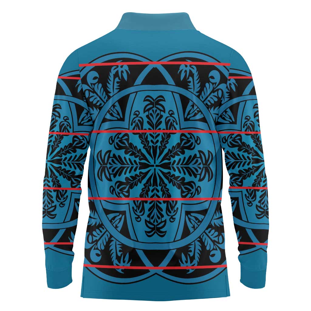 Lesotho Seanamarena - Kharetsa Long Sleeve Polo Shirt Basotho Traditional Blanket Style - Wonder Print Shop