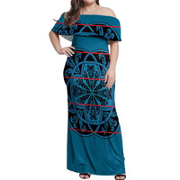 Lesotho Seanamarena - Kharetsa Off Shoulder Maxi Dress Basotho Traditional Blanket Style - Wonder Print Shop