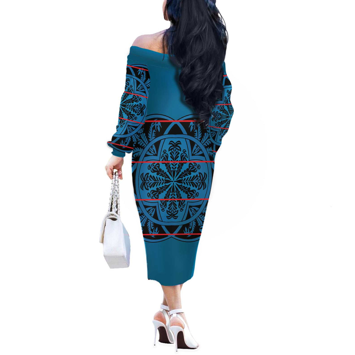 Lesotho Seanamarena - Kharetsa Off The Shoulder Long Sleeve Dress Basotho Traditional Blanket Style - Wonder Print Shop