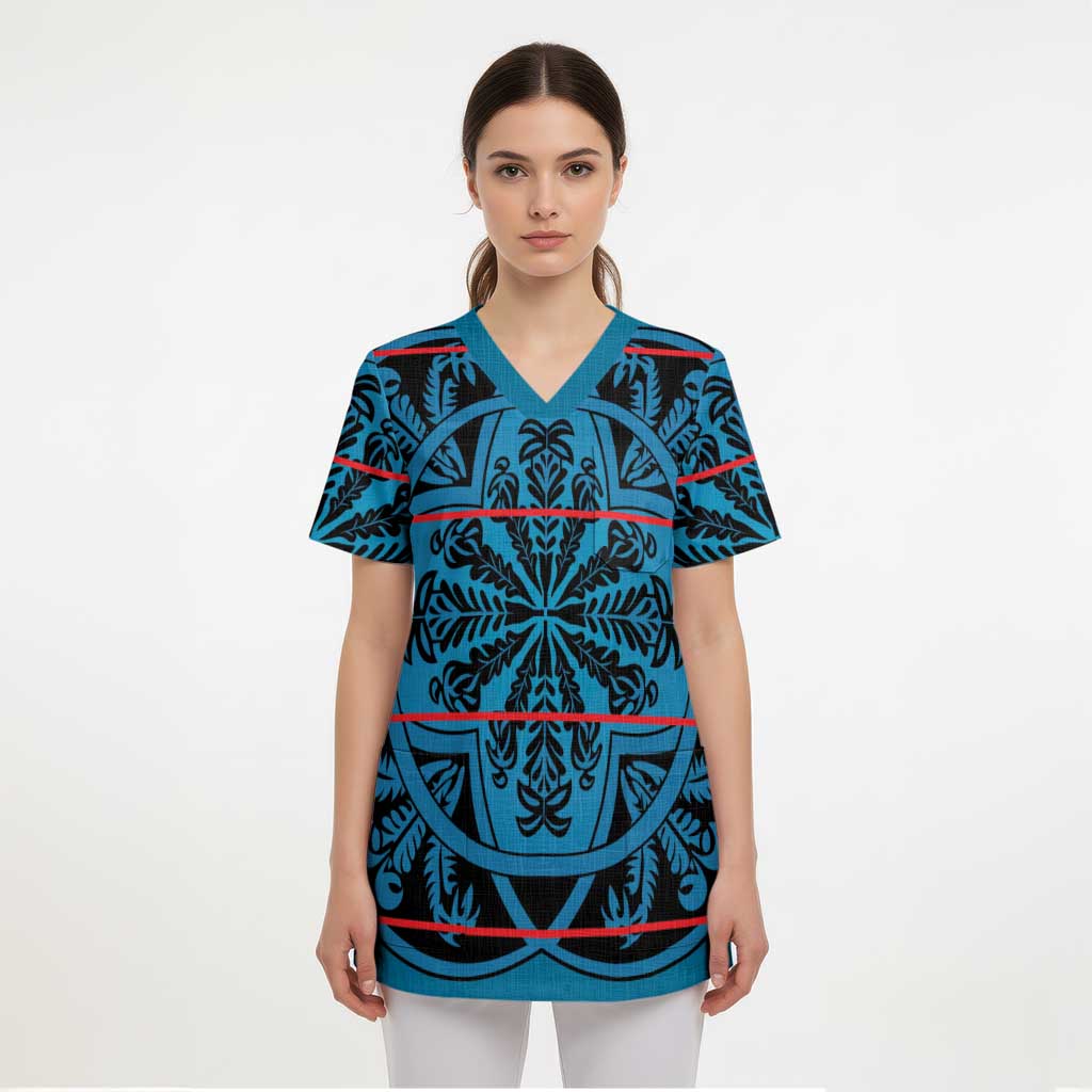 Lesotho Seanamarena - Kharetsa Scrub Top Basotho Traditional Blanket Style - Wonder Print Shop