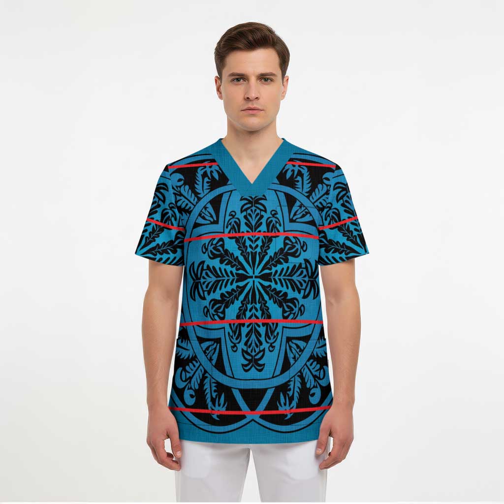 Lesotho Seanamarena - Kharetsa Scrub Top Basotho Traditional Blanket Style - Wonder Print Shop