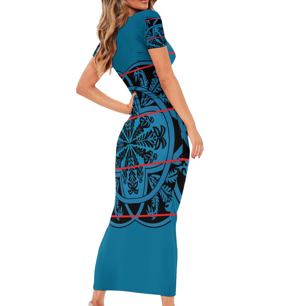 Lesotho Seanamarena - Kharetsa Short Sleeve Bodycon Dress Basotho Traditional Blanket Style - Wonder Print Shop