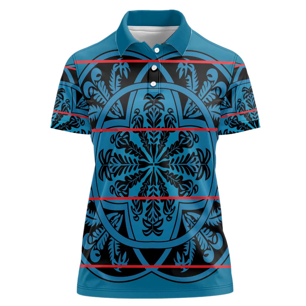 Lesotho Seanamarena - Kharetsa Women Polo Shirt Basotho Traditional Blanket Style - Wonder Print Shop