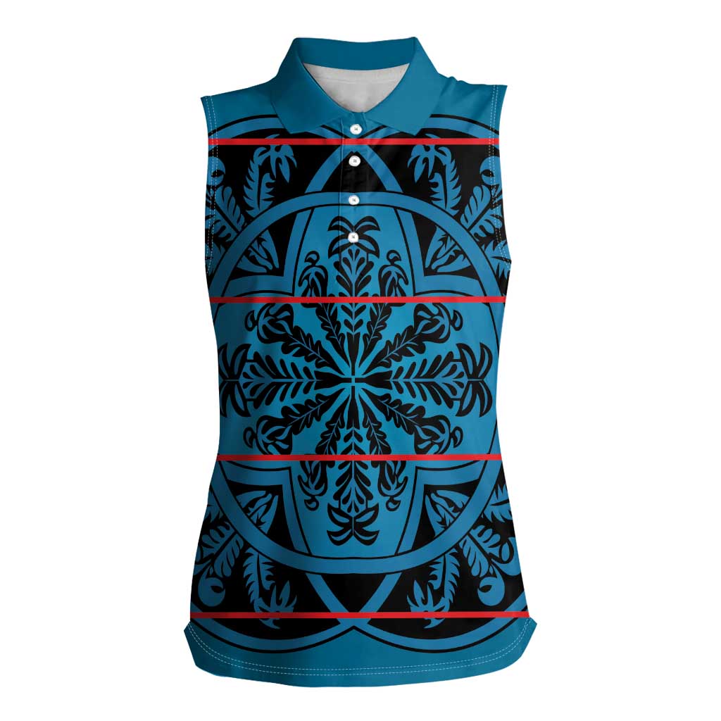 Lesotho Seanamarena - Kharetsa Women Sleeveless Polo Shirt Basotho Traditional Blanket Style - Wonder Print Shop