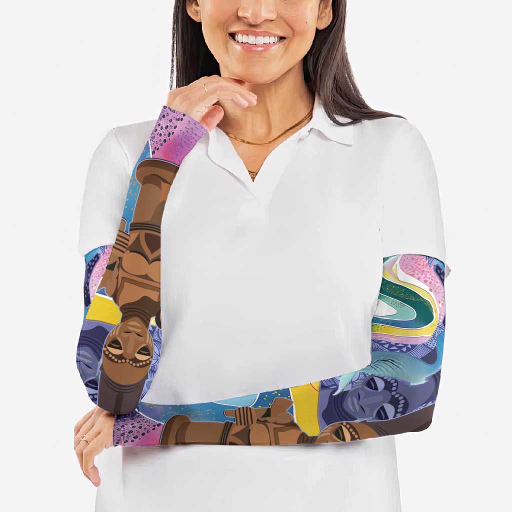 Nigeria Osun-Osogbo Festival Arm Sleeves Oshun God - Yoruba Pattern - Wonder Print Shop