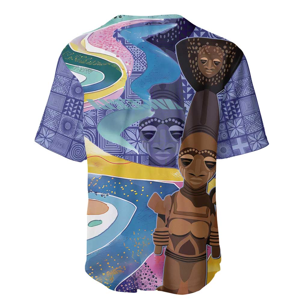 Nigeria Osun-Osogbo Festival Baseball Jersey Oshun God - Yoruba Pattern - Wonder Print Shop