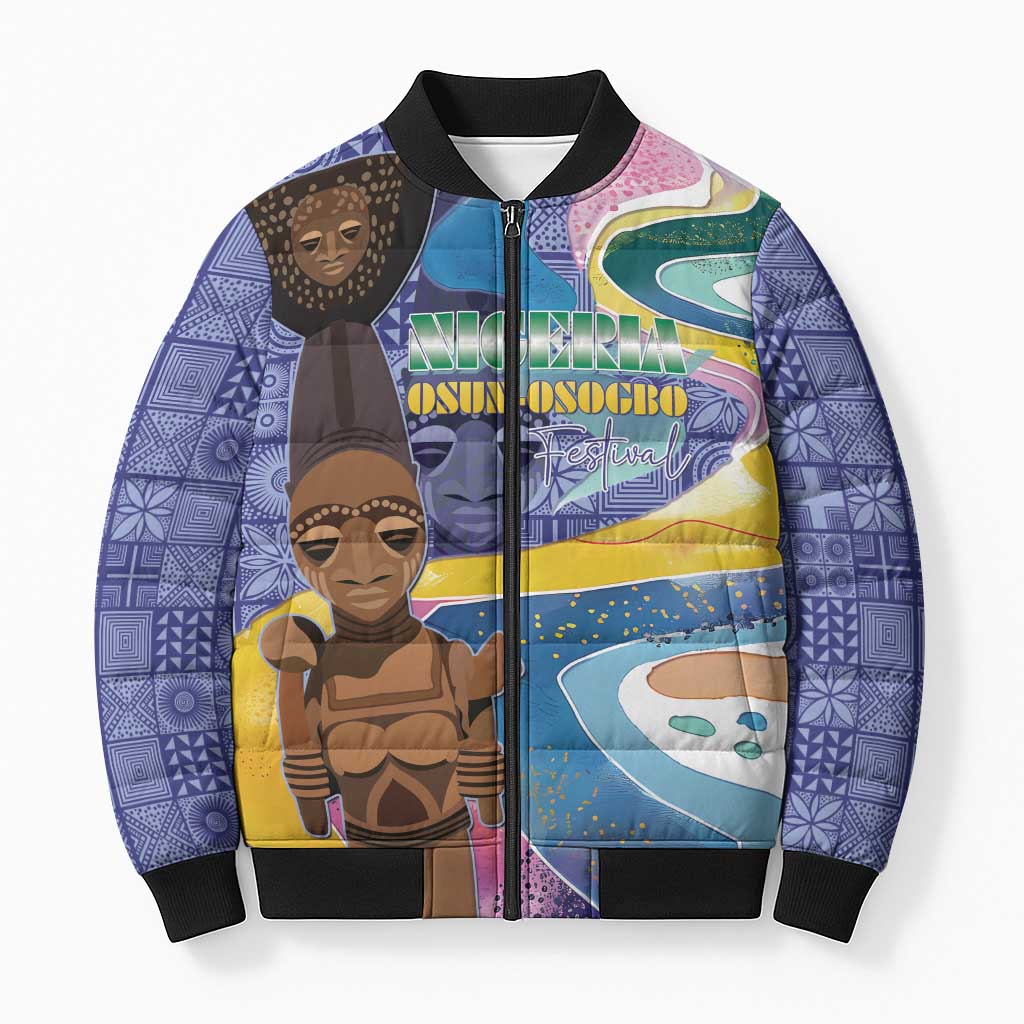 Nigeria Osun-Osogbo Festival Bomber Puffer Jacket Oshun God - Yoruba Pattern - Wonder Print Shop