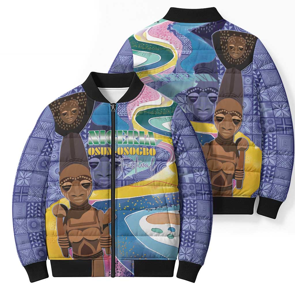 Nigeria Osun-Osogbo Festival Bomber Puffer Jacket Oshun God - Yoruba Pattern - Wonder Print Shop