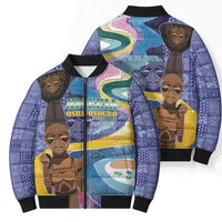 Nigeria Osun-Osogbo Festival Bomber Puffer Jacket Oshun God - Yoruba Pattern - Wonder Print Shop