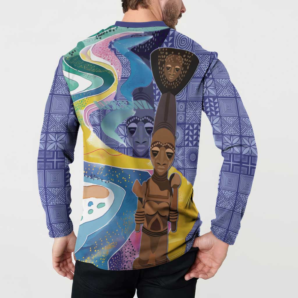 Nigeria Osun-Osogbo Festival Button Sweatshirt Oshun God - Yoruba Pattern - Wonder Print Shop