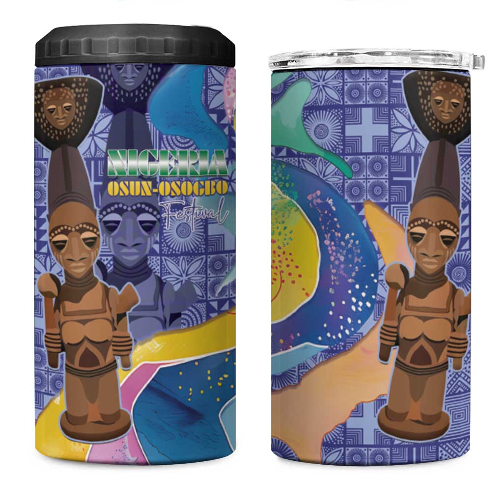 Nigeria Osun-Osogbo Festival 4 in 1 Can Cooler Tumbler Oshun God - Yoruba Pattern - Wonder Print Shop