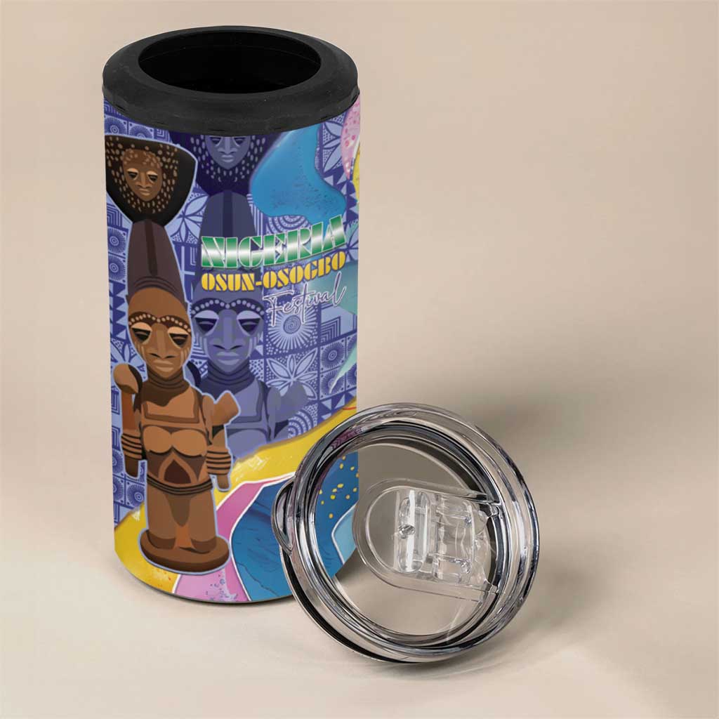 Nigeria Osun-Osogbo Festival 4 in 1 Can Cooler Tumbler Oshun God - Yoruba Pattern - Wonder Print Shop
