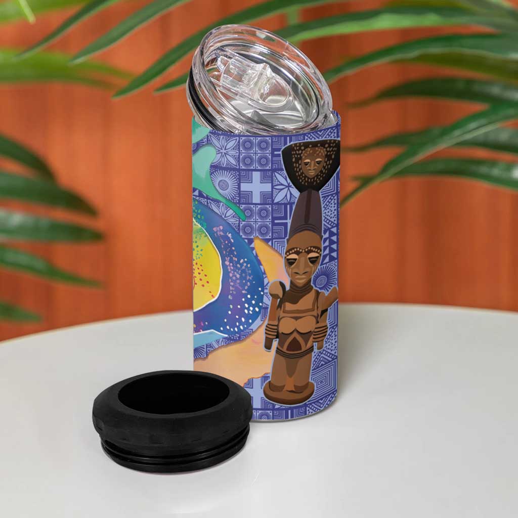 Nigeria Osun-Osogbo Festival 4 in 1 Can Cooler Tumbler Oshun God - Yoruba Pattern - Wonder Print Shop