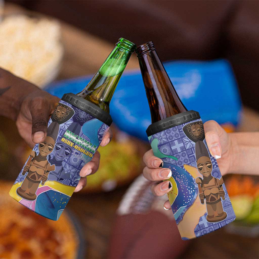 Nigeria Osun-Osogbo Festival 4 in 1 Can Cooler Tumbler Oshun God - Yoruba Pattern - Wonder Print Shop