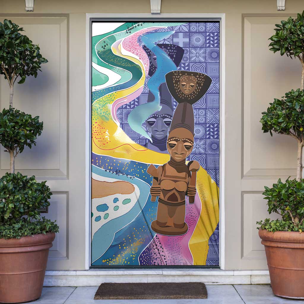 Nigeria Osun-Osogbo Festival Door Cover Oshun God - Yoruba Pattern - Wonder Print Shop