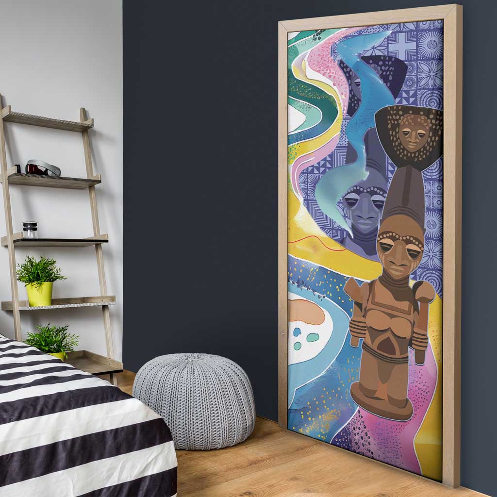 Nigeria Osun-Osogbo Festival Door Cover Oshun God - Yoruba Pattern - Wonder Print Shop