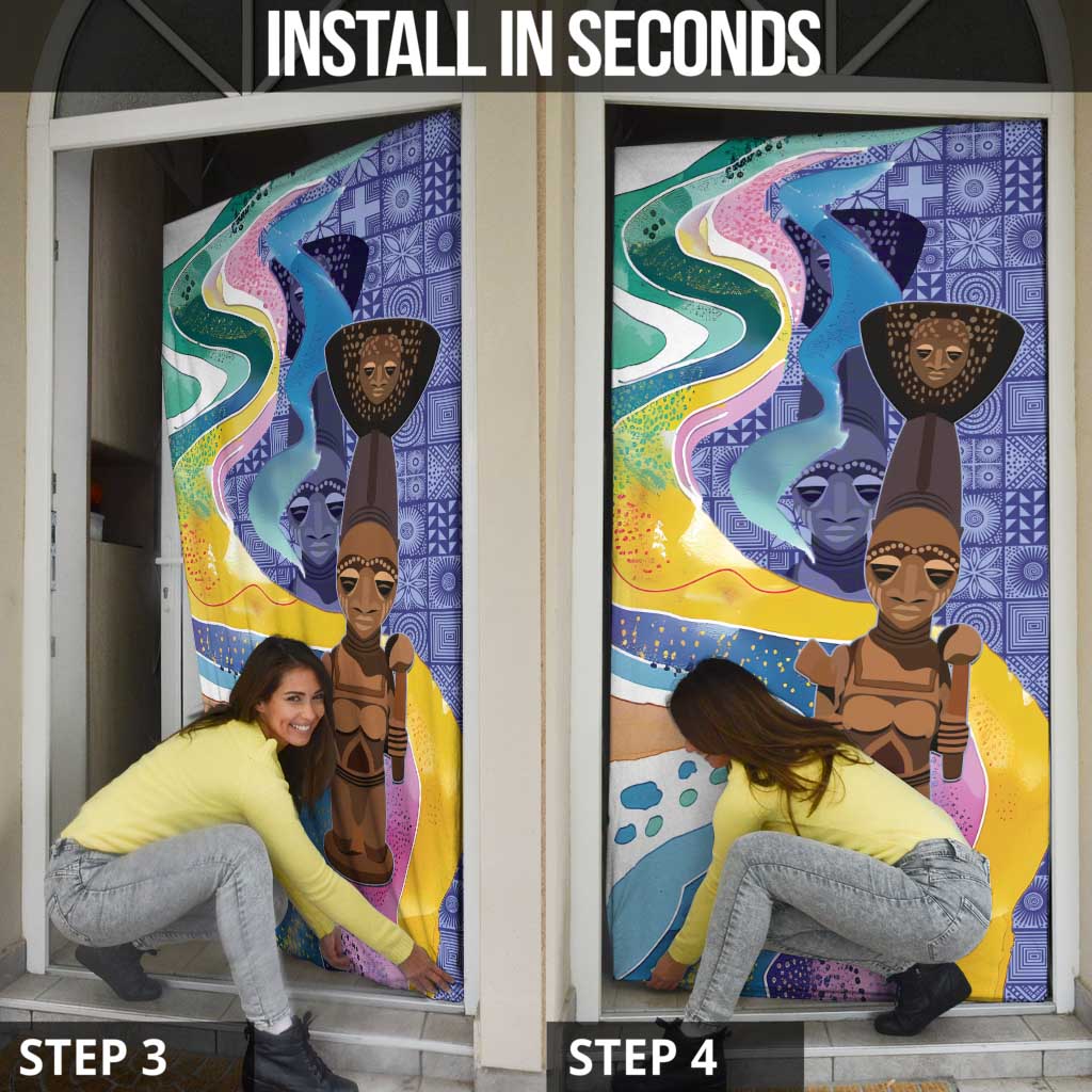 Nigeria Osun-Osogbo Festival Door Cover Oshun God - Yoruba Pattern - Wonder Print Shop