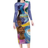 Nigeria Osun-Osogbo Festival Family Matching Long Sleeve Bodycon Dress and Hawaiian Shirt Oshun God - Yoruba Pattern - Wonder Print Shop