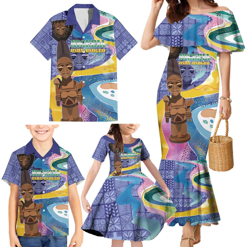 Nigeria Osun-Osogbo Festival Family Matching Mermaid Dress and Hawaiian Shirt Oshun God - Yoruba Pattern - Wonder Print Shop
