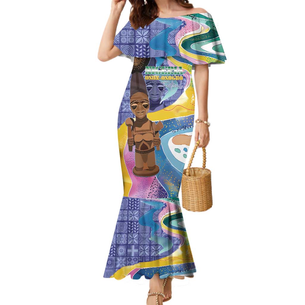 Nigeria Osun-Osogbo Festival Family Matching Mermaid Dress and Hawaiian Shirt Oshun God - Yoruba Pattern - Wonder Print Shop