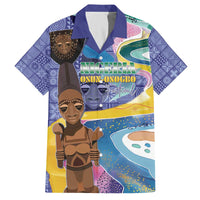 Nigeria Osun-Osogbo Festival Family Matching Off The Shoulder Long Sleeve Dress and Hawaiian Shirt Oshun God - Yoruba Pattern - Wonder Print Shop