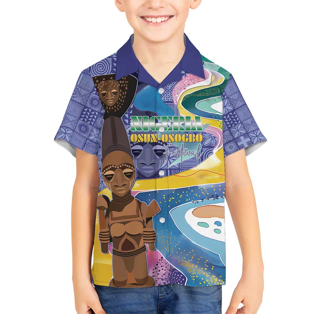 Nigeria Osun-Osogbo Festival Family Matching Off Shoulder Maxi Dress and Hawaiian Shirt Oshun God - Yoruba Pattern - Wonder Print Shop