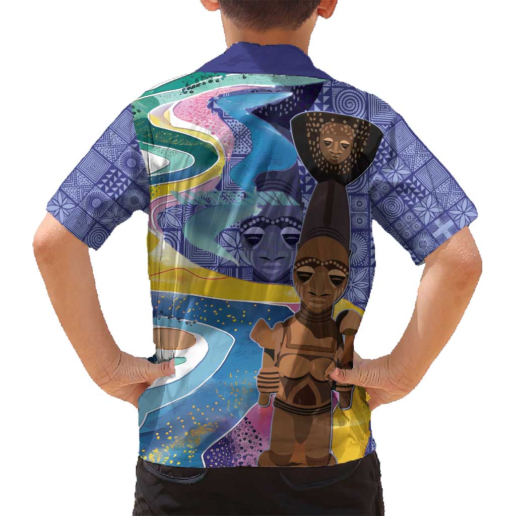 Nigeria Osun-Osogbo Festival Family Matching Puletasi and Hawaiian Shirt Oshun God - Yoruba Pattern - Wonder Print Shop