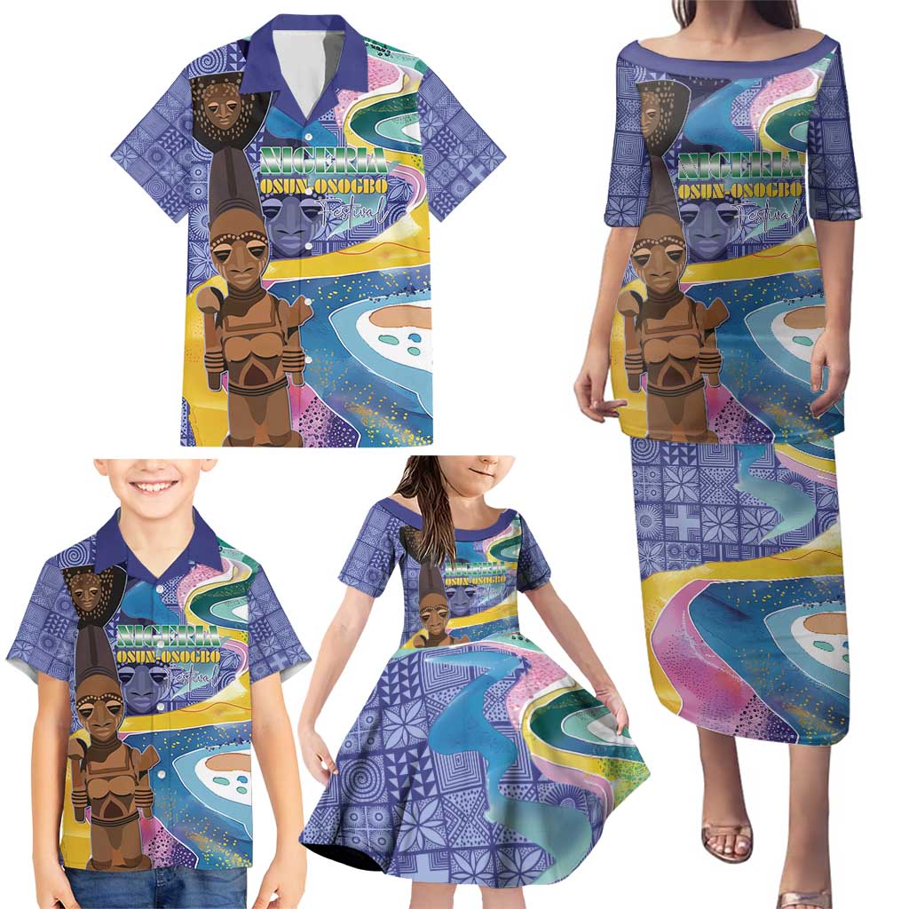 Nigeria Osun-Osogbo Festival Family Matching Puletasi and Hawaiian Shirt Oshun God - Yoruba Pattern - Wonder Print Shop