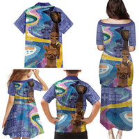 Nigeria Osun-Osogbo Festival Family Matching Puletasi and Hawaiian Shirt Oshun God - Yoruba Pattern - Wonder Print Shop