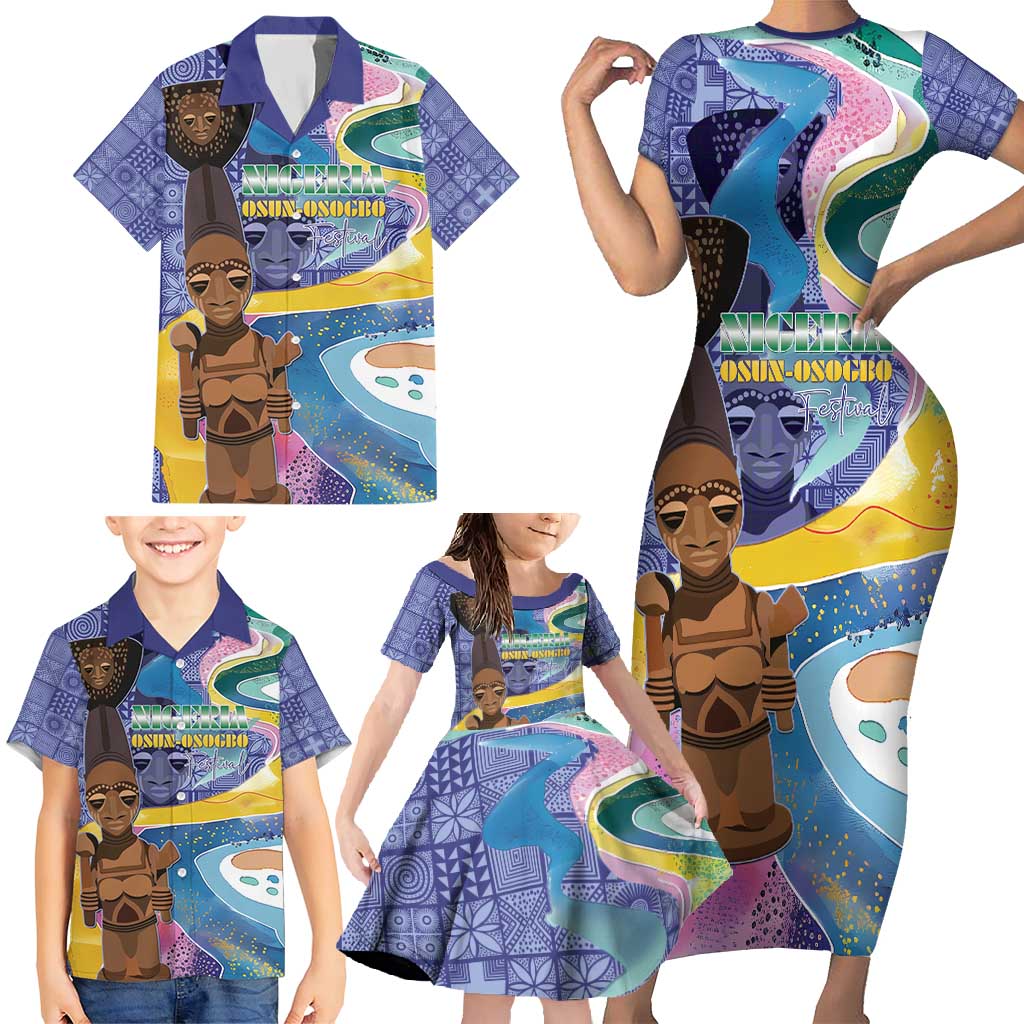 Nigeria Osun-Osogbo Festival Family Matching Short Sleeve Bodycon Dress and Hawaiian Shirt Oshun God - Yoruba Pattern - Wonder Print Shop