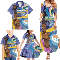 Nigeria Osun-Osogbo Festival Family Matching Summer Maxi Dress and Hawaiian Shirt Oshun God - Yoruba Pattern - Wonder Print Shop