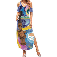 Nigeria Osun-Osogbo Festival Family Matching Summer Maxi Dress and Hawaiian Shirt Oshun God - Yoruba Pattern - Wonder Print Shop