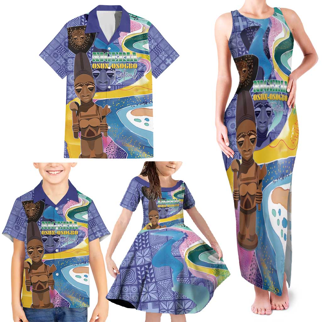Nigeria Osun-Osogbo Festival Family Matching Tank Maxi Dress and Hawaiian Shirt Oshun God - Yoruba Pattern - Wonder Print Shop