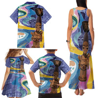 Nigeria Osun-Osogbo Festival Family Matching Tank Maxi Dress and Hawaiian Shirt Oshun God - Yoruba Pattern - Wonder Print Shop