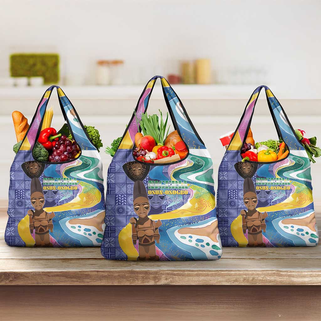Nigeria Osun-Osogbo Festival Grocery Bag Oshun God - Yoruba Pattern - Wonder Print Shop