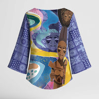 Nigeria Osun-Osogbo Festival Kimono Sleeve Blouse Oshun God - Yoruba Pattern - Wonder Print Shop