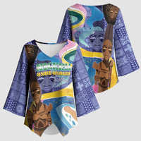Nigeria Osun-Osogbo Festival Kimono Sleeve Blouse Oshun God - Yoruba Pattern - Wonder Print Shop