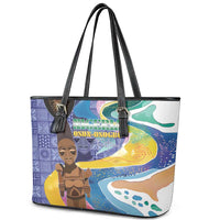 Nigeria Osun-Osogbo Festival Leather Tote Bag Oshun God - Yoruba Pattern - Wonder Print Shop