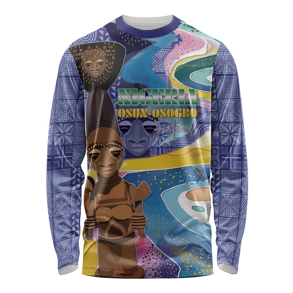 Nigeria Osun-Osogbo Festival Long Sleeve Shirt Oshun God - Yoruba Pattern - Wonder Print Shop