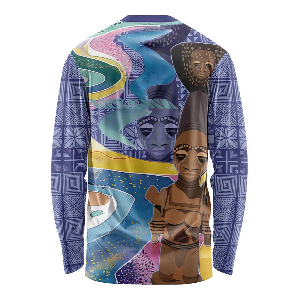 Nigeria Osun-Osogbo Festival Long Sleeve Shirt Oshun God - Yoruba Pattern - Wonder Print Shop
