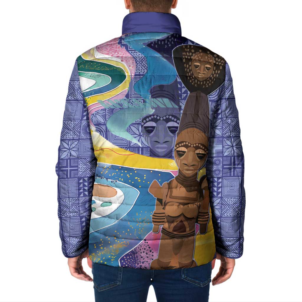 Nigeria Osun-Osogbo Festival Padded Jacket Oshun God - Yoruba Pattern - Wonder Print Shop