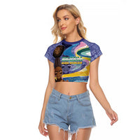 Nigeria Osun-Osogbo Festival Raglan Cropped T Shirt Oshun God - Yoruba Pattern - Wonder Print Shop