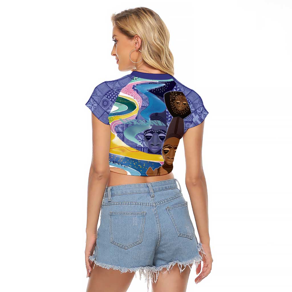 Nigeria Osun-Osogbo Festival Raglan Cropped T Shirt Oshun God - Yoruba Pattern - Wonder Print Shop