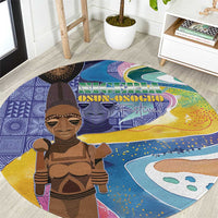Nigeria Osun-Osogbo Festival Round Carpet Oshun God - Yoruba Pattern - Wonder Print Shop