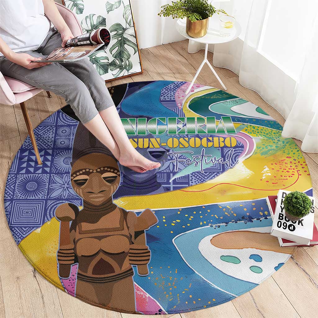 Nigeria Osun-Osogbo Festival Round Carpet Oshun God - Yoruba Pattern - Wonder Print Shop