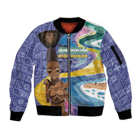 Nigeria Osun-Osogbo Festival Sleeve Zip Bomber Jacket Oshun God - Yoruba Pattern - Wonder Print Shop
