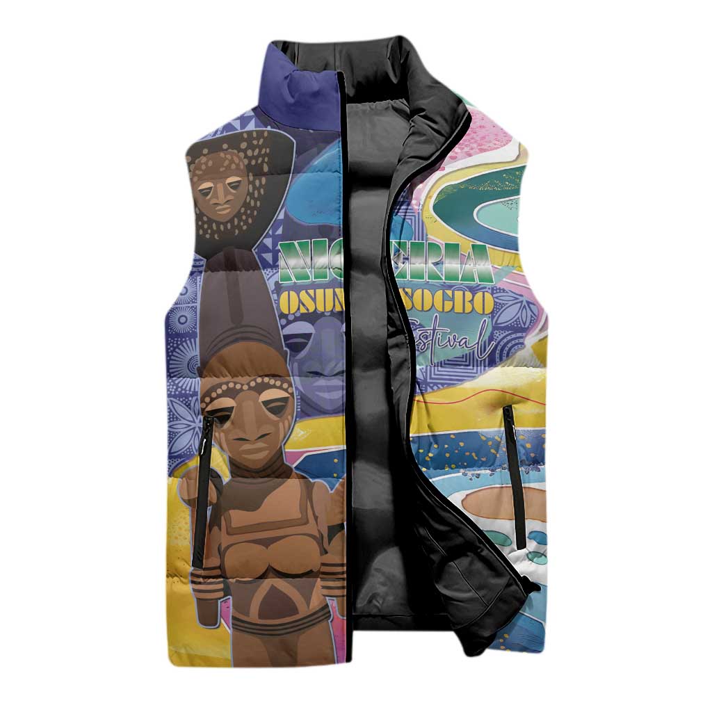 Nigeria Osun-Osogbo Festival Sleeveless Puffer Jacket Oshun God - Yoruba Pattern - Wonder Print Shop